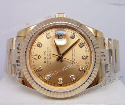 Fake Rolex Datejust 2 Watch All Gold President Band 41mm